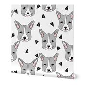 corgi // grey corgis dog fabric dogs pet dog fabric welsh corgis