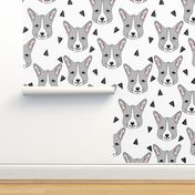 corgi // grey corgis dog fabric dogs pet dog fabric welsh corgis