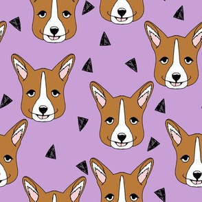 corgi // purple corgis fabric pastel design nursery pet dogs fabric