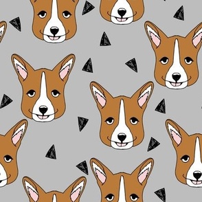 corgis // grey corgi face pet dog fabric