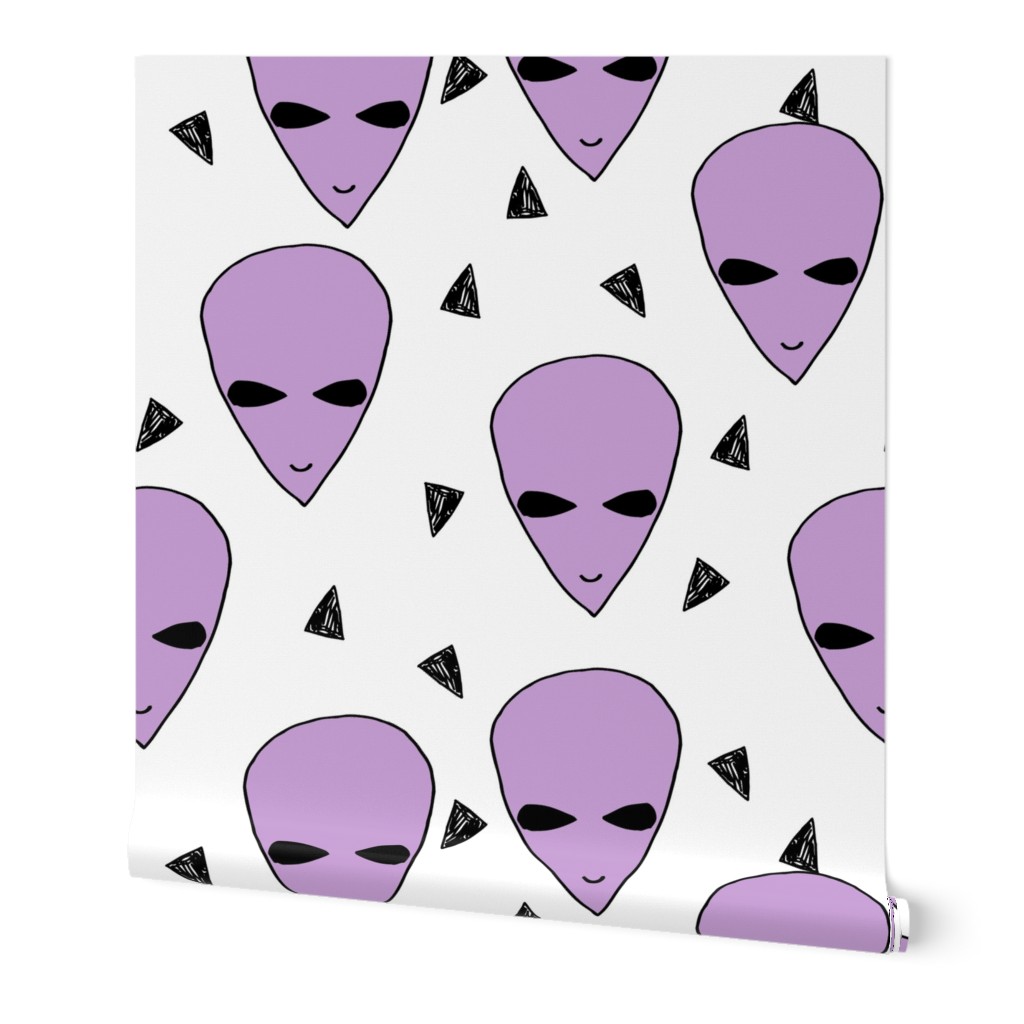 alien head // pastel purple aliens fabric 90s 80s fabric nostalgic throwback fabric