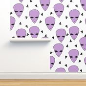 alien head // pastel purple aliens fabric 90s 80s fabric nostalgic throwback fabric