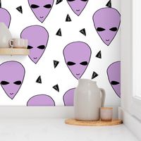 alien head // pastel purple aliens fabric 90s 80s fabric nostalgic throwback fabric