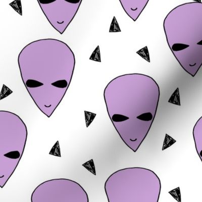 alien head // pastel purple aliens fabric 90s 80s fabric nostalgic throwback fabric