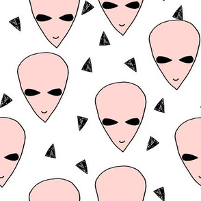alien head // pink and white alien fabric pastel pink 90s design cute aliens