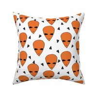 alien // alien head fabric orange andrea lauren fabric 90s 80s fabric space 