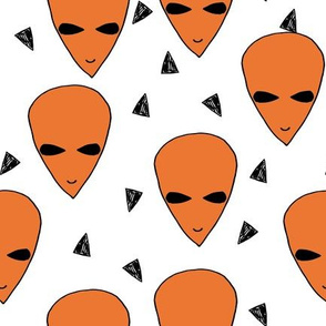 alien // alien head fabric orange andrea lauren fabric 90s 80s fabric space 