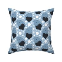 Whimsical Guinea pigs with hearts - blue