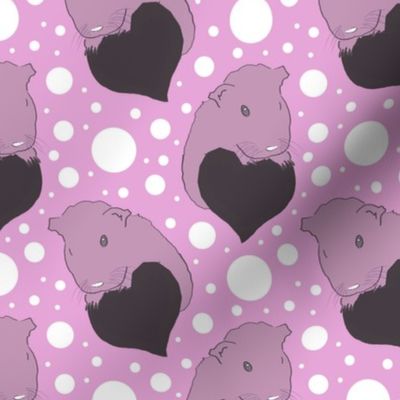 Whimsical Guinea pigs with hearts - pink