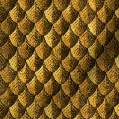 Feather Leaf Scales Armor Old Gold