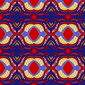 red and blue wax print