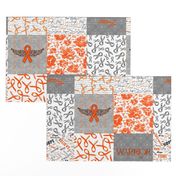 Orange and Zebra Cancer Cheater quilt - 6 in squares