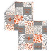 Orange and Zebra Cancer Cheater quilt - 6 in squares