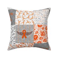 Orange and Zebra Cancer Cheater quilt - 6 in squares