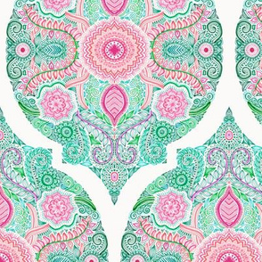 Pink and Green Doodle Moroccan