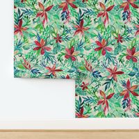 Vintage Toned Tropical Jungle Floral