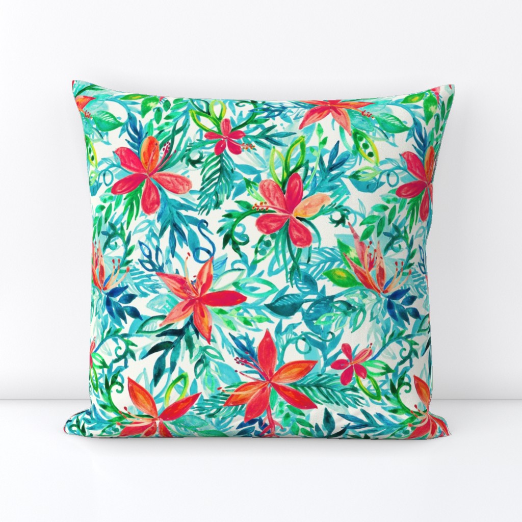 Bright Colors Tropical Watercolor Floral