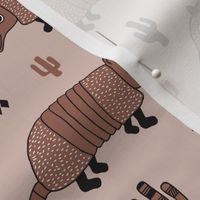 Cute quirky armadillo cactus woodland fun wester theme kids animals pattern and geometric details scandinavian style pastel sand and beige