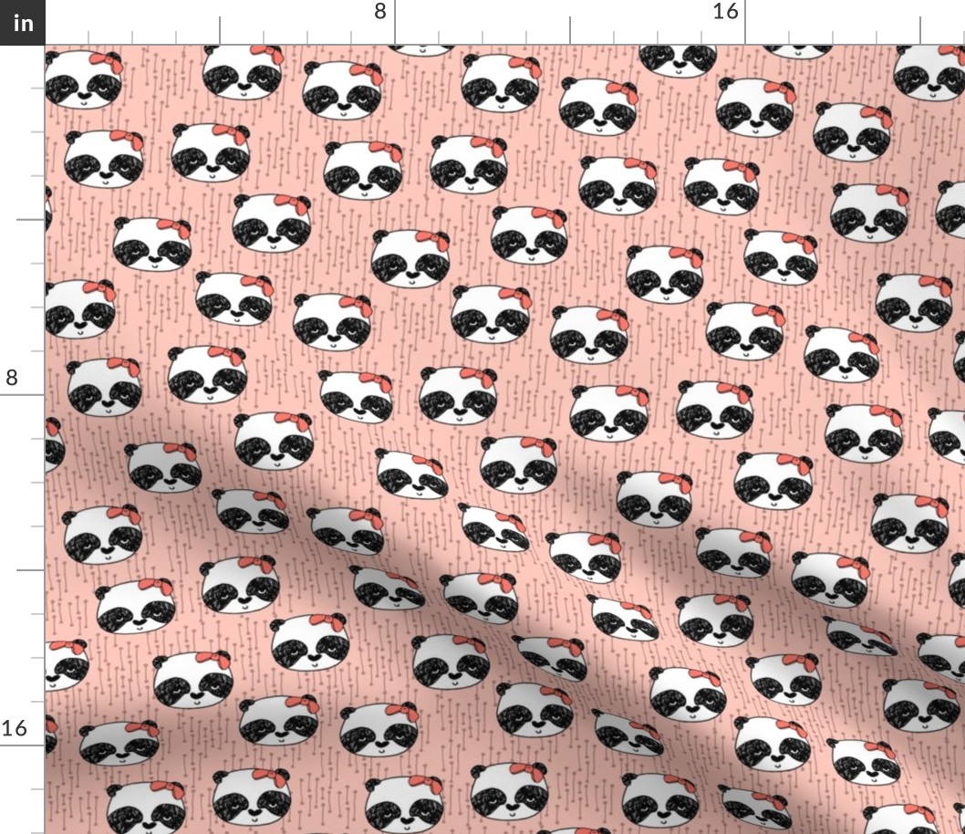 Panda with Bow - (Small Version) Pale Pink by Andrea Lauren 