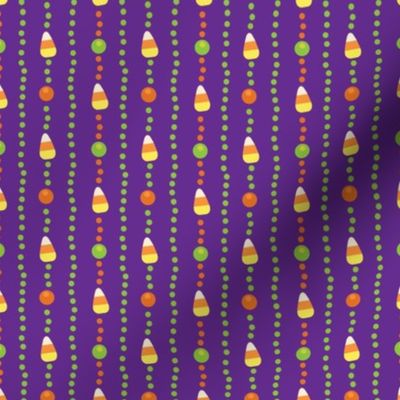 Halloween Candy Corn, Poka Dot Stripes on Purple