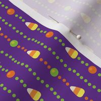 Halloween Candy Corn, Poka Dot Stripes on Purple