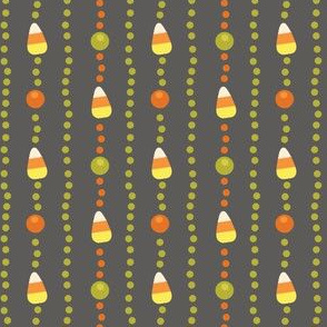 Halloween Candy Corn, Poka Dot Stripes on Grey