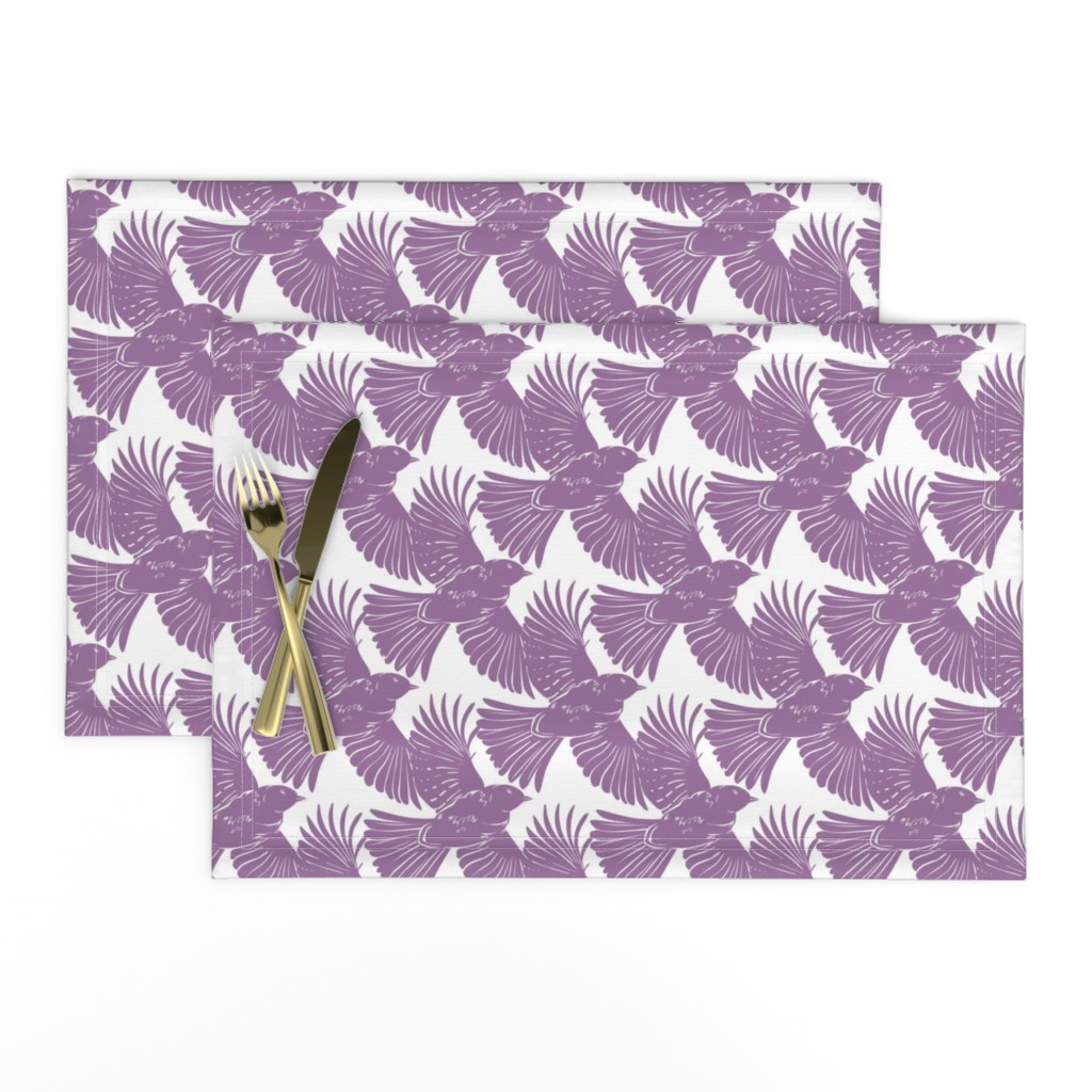 Purple Bird Silhouettes Diagonal Seamless Pattern