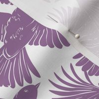 Purple Bird Silhouettes Diagonal Seamless Pattern