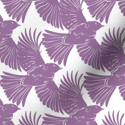 Purple Bird Silhouettes Diagonal Seamless Pattern