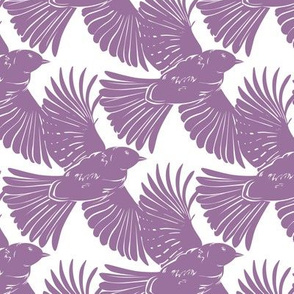 Purple Bird Silhouettes Diagonal Seamless Pattern