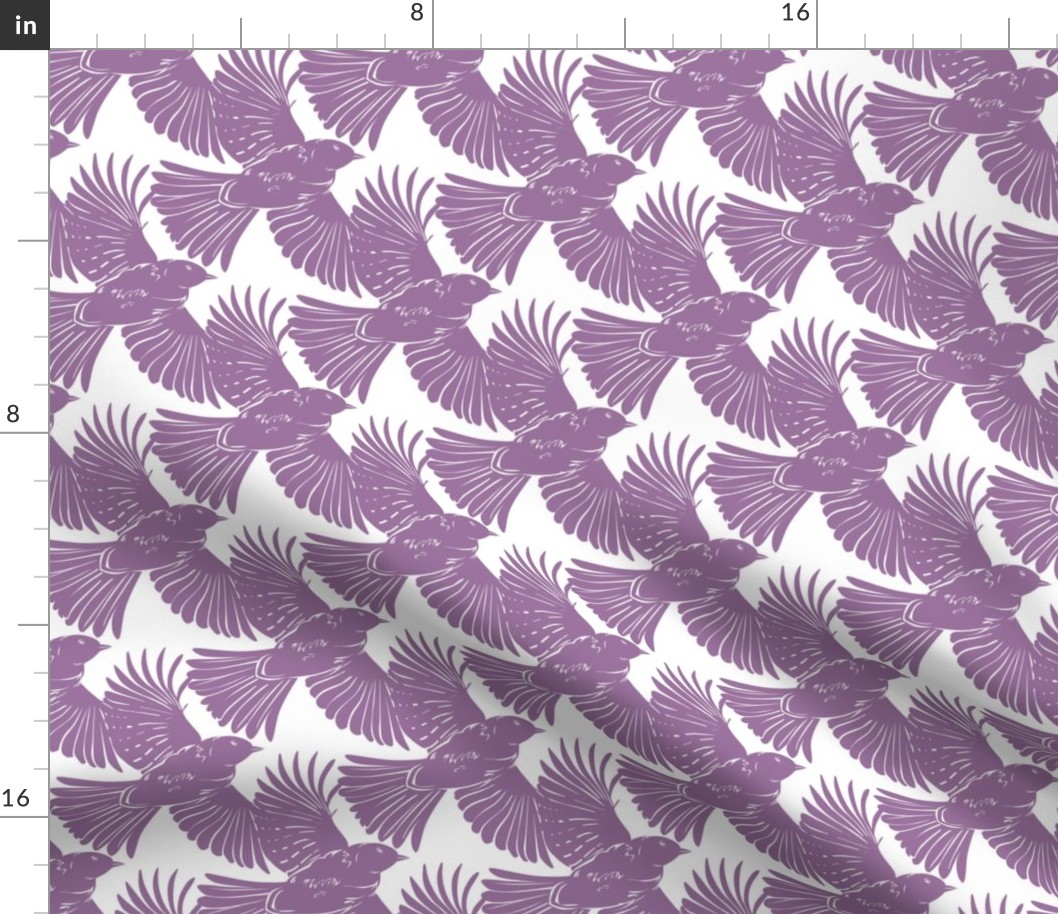 Purple Bird Silhouettes Diagonal Seamless Pattern