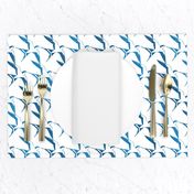 Blue White Swallows Birds Geometric Seamless Pattern