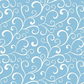 Blue White Organic Swirls Winter Frost Seamless Pattern