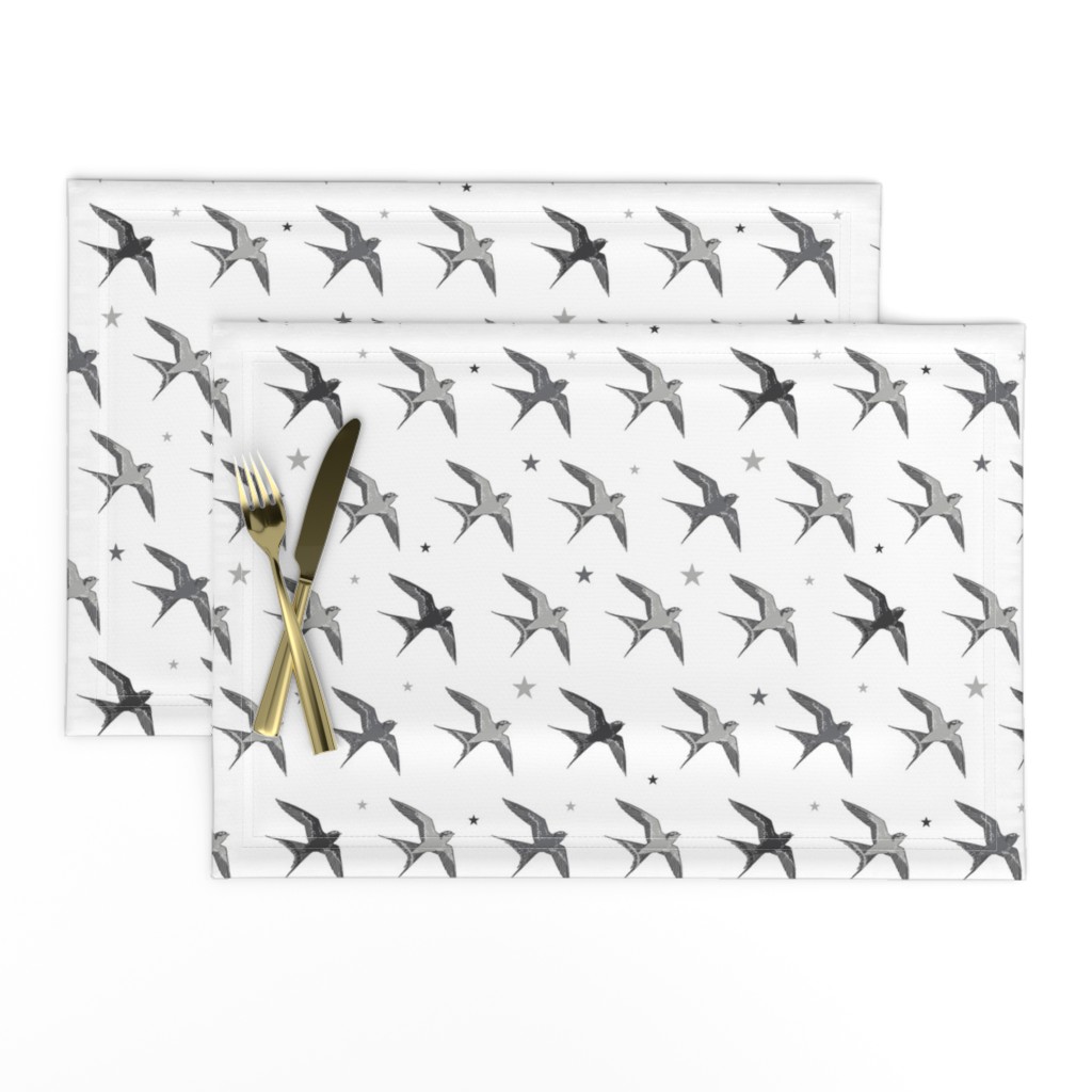 Flying Swallows Birds Diagonal Seamless Pattern