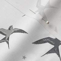 Flying Swallows Birds Diagonal Seamless Pattern