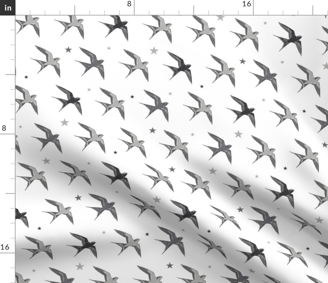 Flying Swallows Birds Diagonal Seamless Pattern