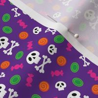 Halloween Skull and Crossbones and Candy on Orange