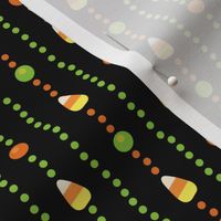 Halloween Candy Corn, Poka Dot Stripes on Black