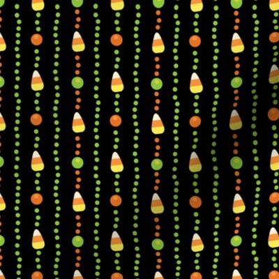 Halloween Candy Corn, Poka Dot Stripes on Black