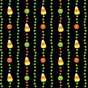 Halloween Candy Corn, Poka Dot Stripes on Black