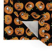 Halloween Funny Pumpkin, Jack-o-lantern Faces on Black