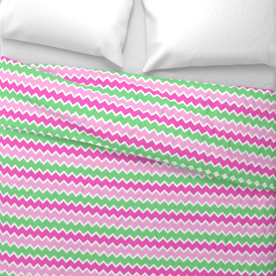 hot pink pastel mint green chevron zigzag pattern