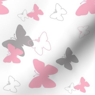 pink grey gray butterfly pattern