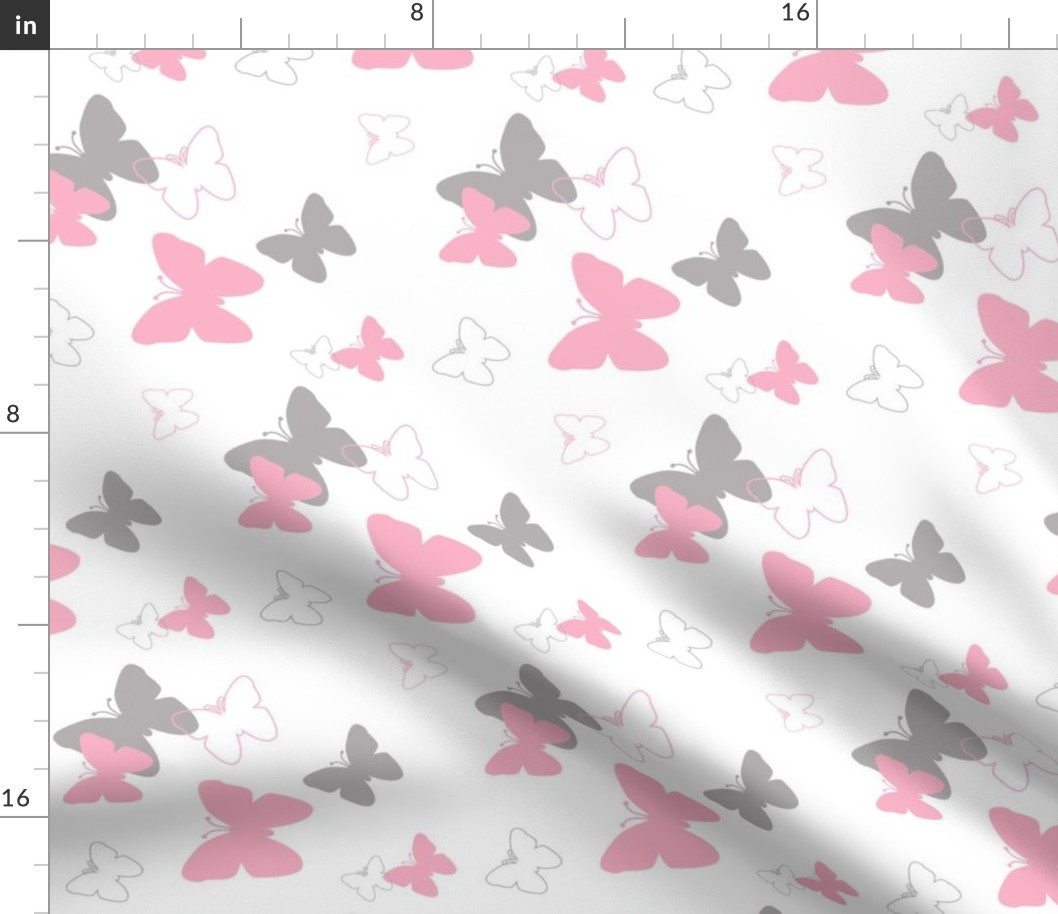 pink grey gray butterfly pattern