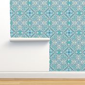 Gypsy Floral in Teal, Cream and Blue