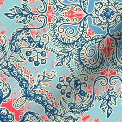 Gypsy Floral in Red and Blue