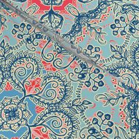 Gypsy Floral in Red and Blue