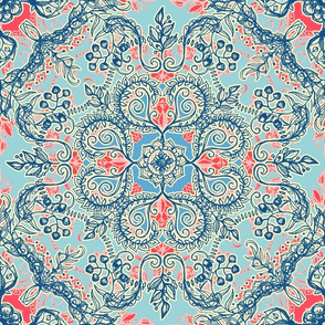 Gypsy Floral in Red and Blue