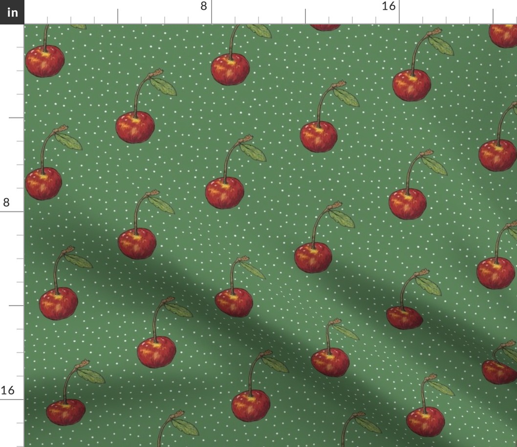 Dark Green Cherry on Polkas