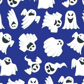 Halloween Funny Ghosts on Blue